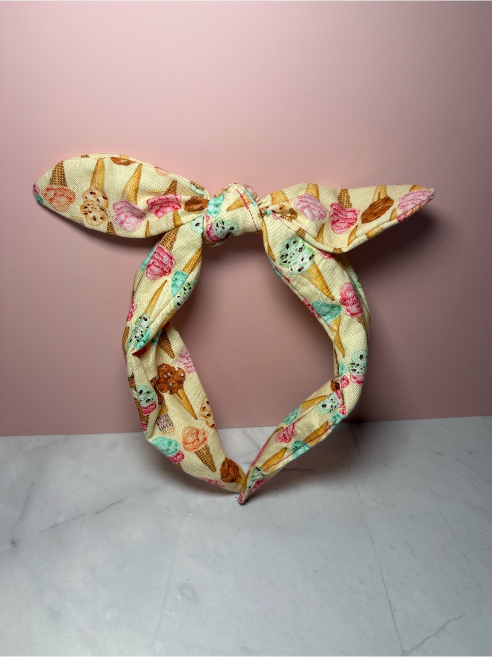 🍦 Ice Cream Print Bow Headband